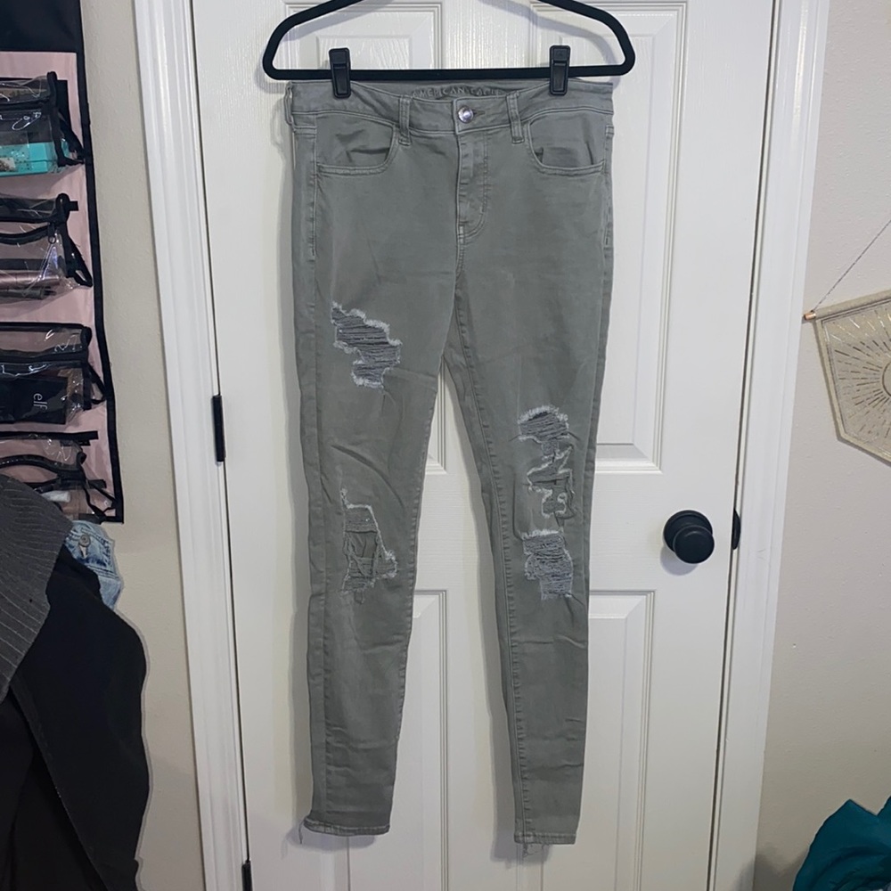 Extra long sage green American Eagle jegging
